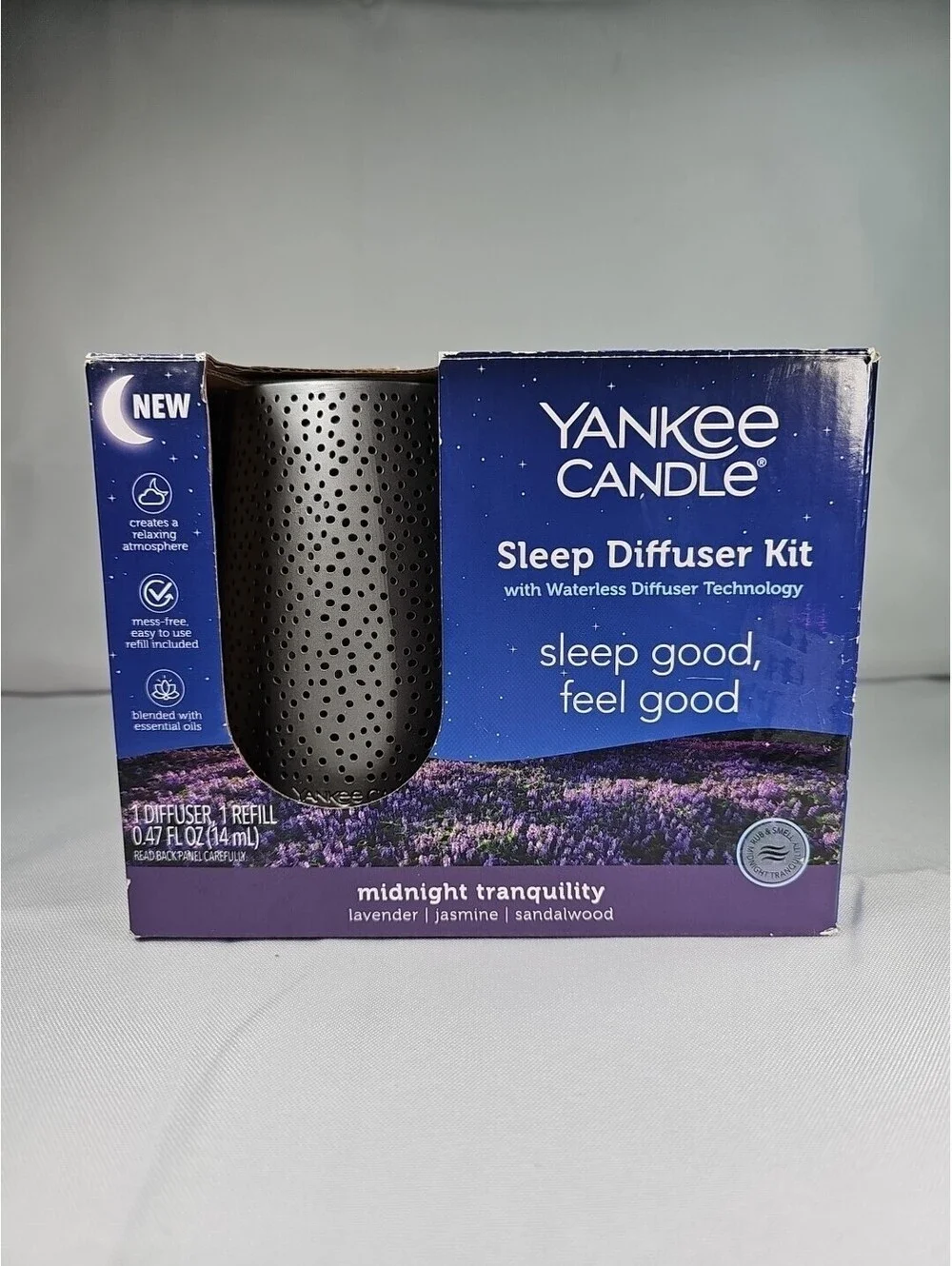 Yankee Candle Sleep Diffuser Kit Waterless New Midnight Tranquility Fragrance